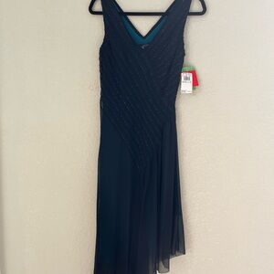 VTG Y2K Silk Adrianna Beaded Drop Waist Size 10 Asymmetrical Whimsgoth Dress NEW